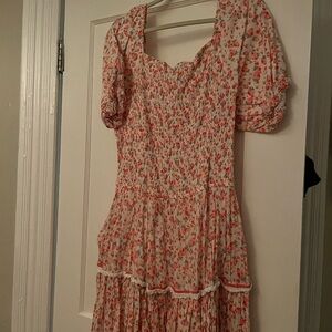 JessaKae Red and White Floral Midi Dress